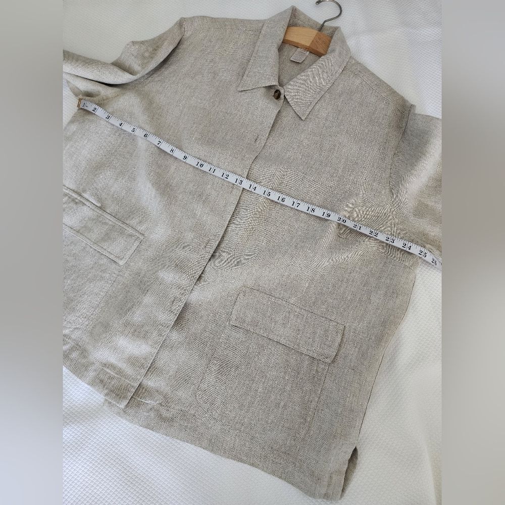 Jones New York Beige Linen-Blend Button-Up Jacket - Picture 5 of 12